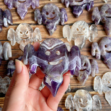 Load image into Gallery viewer, Dream Amethyst &amp; Clear Quartz Halloween Ghost Carvings