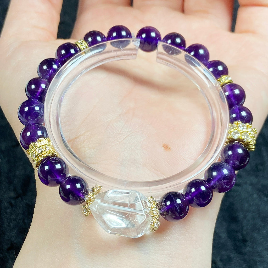 Amethyst Bracelets Chakra Reiki Irregular Clear Quartz bead Healing Stones Braided Handmade Jewelry