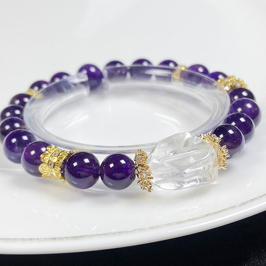 Amethyst Bracelets Chakra Reiki Irregular Clear Quartz bead Healing Stones Braided Handmade Jewelry