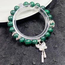 Load image into Gallery viewer, Crystal 9mm Malachite Stone Zircon Butterfly Chain Bracelet