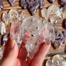 Load image into Gallery viewer, Dream Amethyst &amp; Clear Quartz Halloween Ghost Carvings