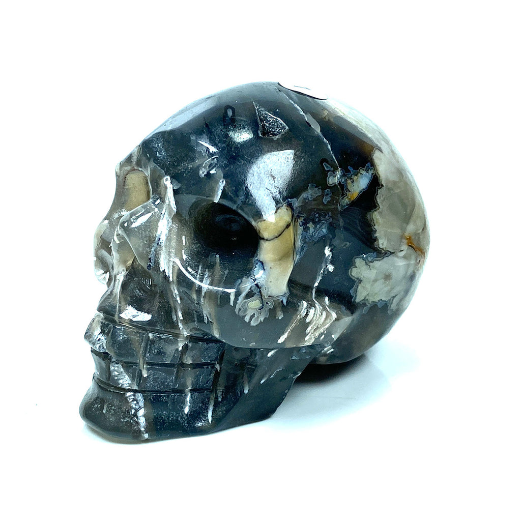 Volcano Agate Skull Reiki Craft Energy Healing Meditation Spiritual Minerals Home Decoration