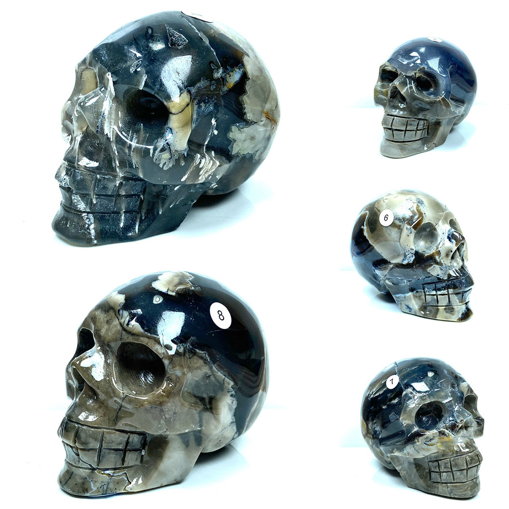 Volcano Agate Skull Reiki Craft Energy Healing Meditation Spiritual Minerals Home Decoration