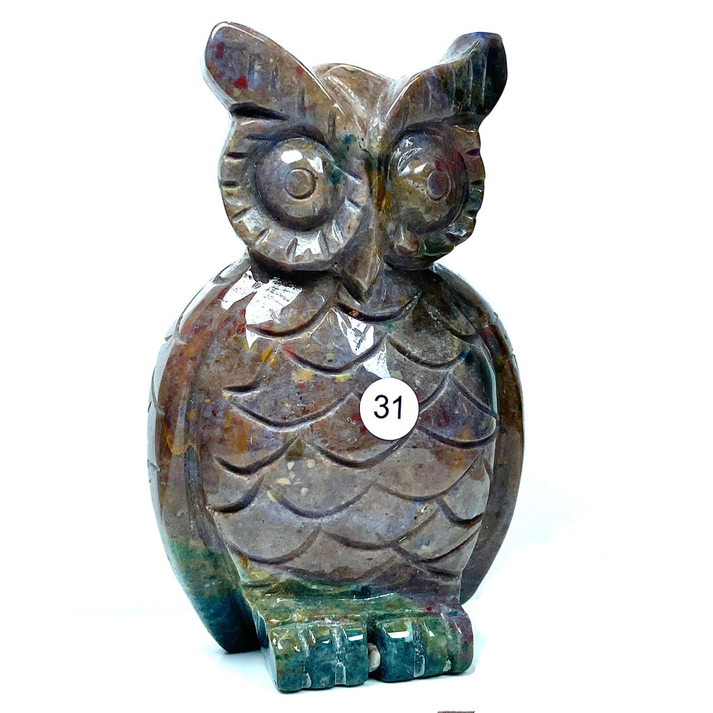 Ocean Jasper Wolf Elephant Owl Carving Crystal Animal Healing Energy Stone Fashion Home Decoration