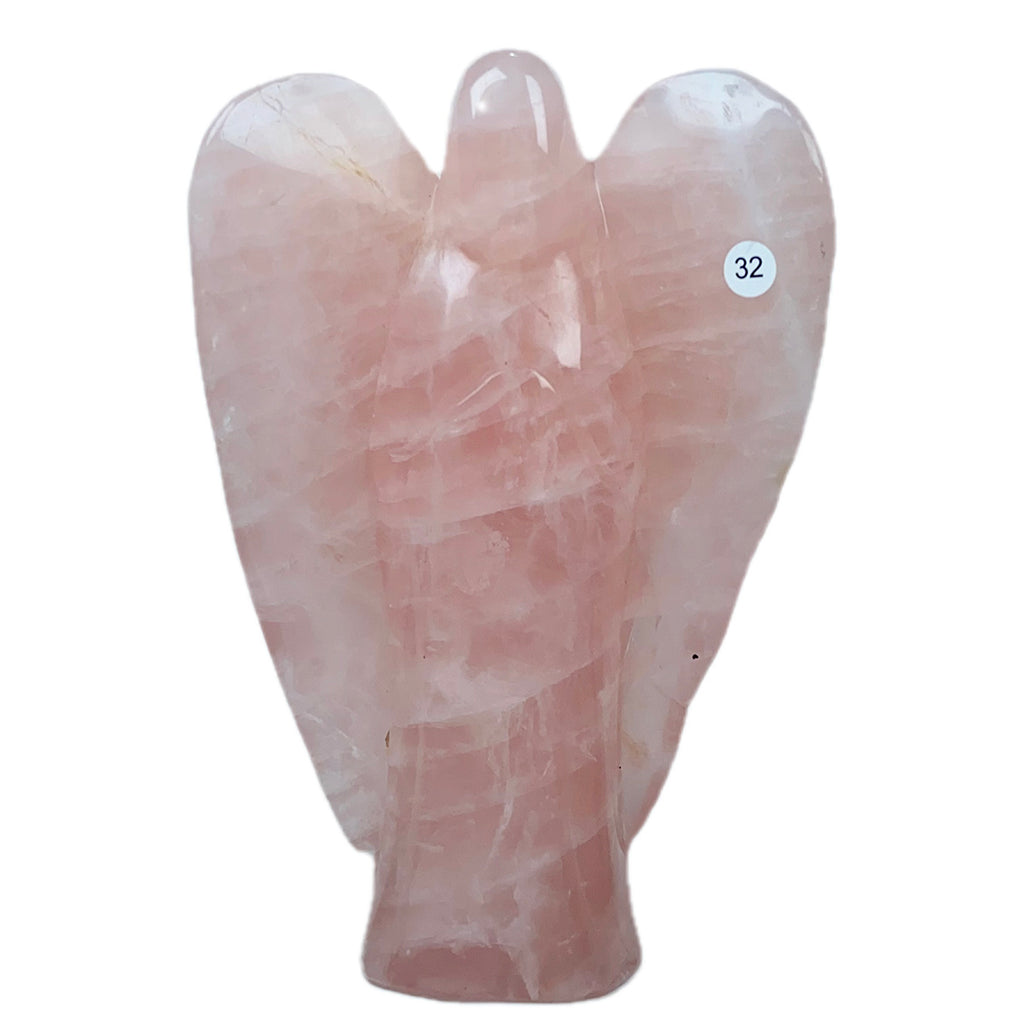 Crystal Angel Statue Hand Carved Rose Quartz  Model