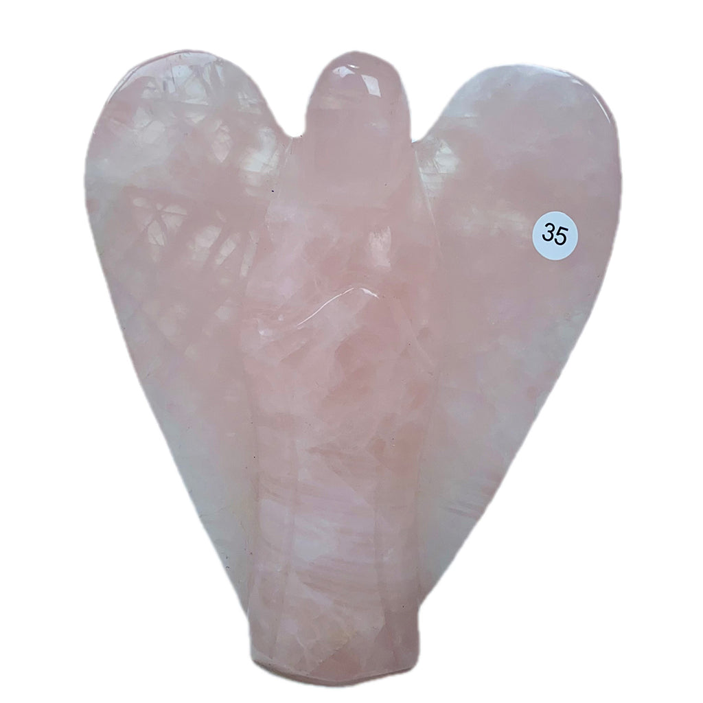 Crystal Angel Statue Hand Carved Rose Quartz Angel Model Healing Quartz Home Decor