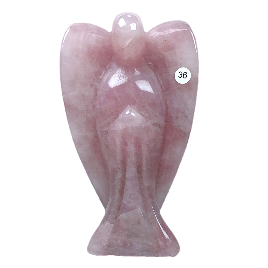 Crystal Angel Statue Hand Carved Rose Quartz  Model