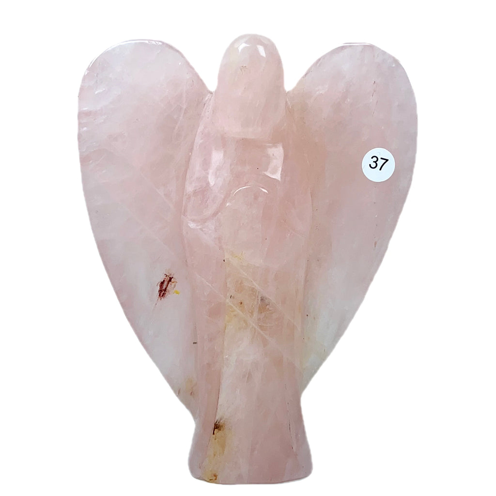 Crystal Angel Statue Hand Carved Rose Quartz  Model