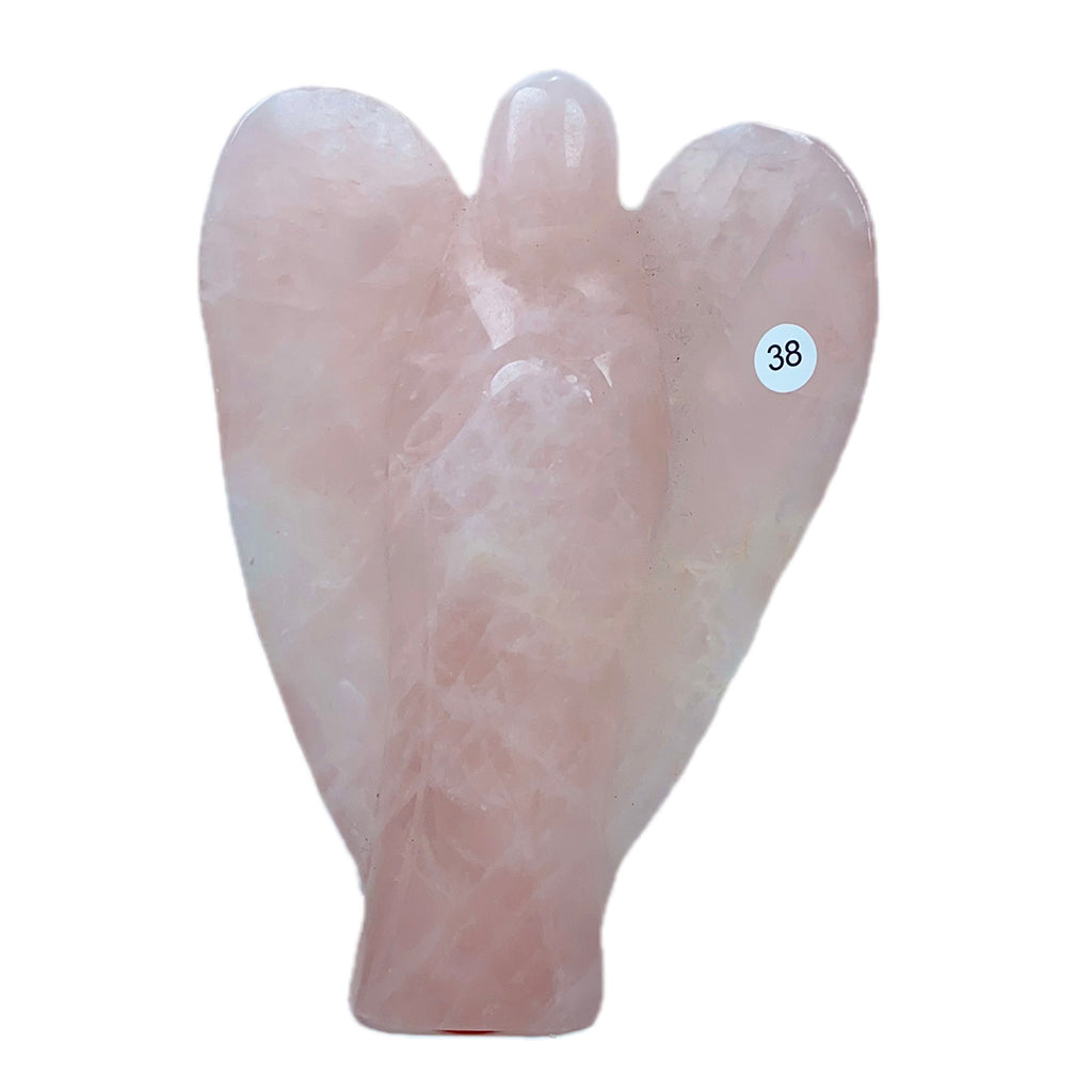 Crystal Angel Statue Hand Carved Rose Quartz Angel Model Healing Quartz Home Decor