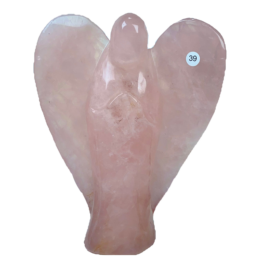 Crystal Angel Statue Hand Carved Rose Quartz  Model