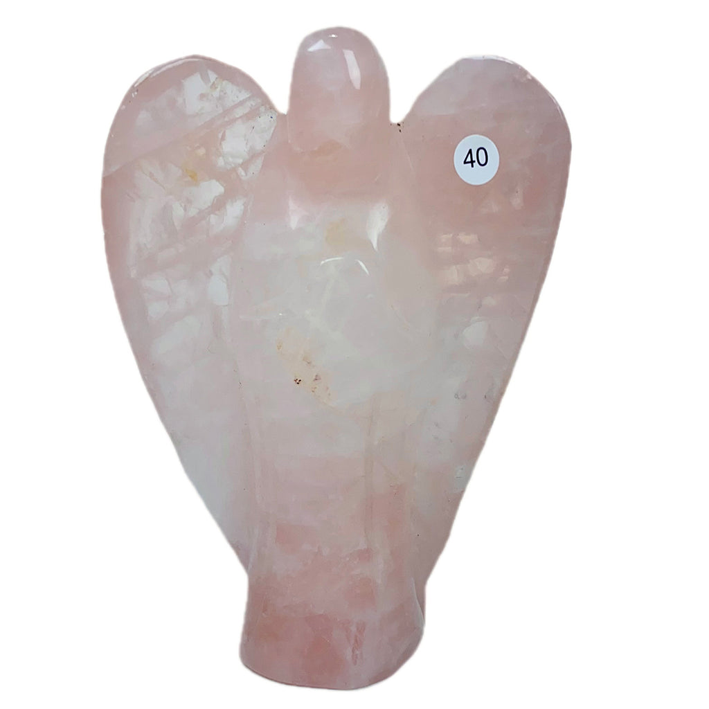 Crystal Angel Statue Hand Carved Rose Quartz  Model