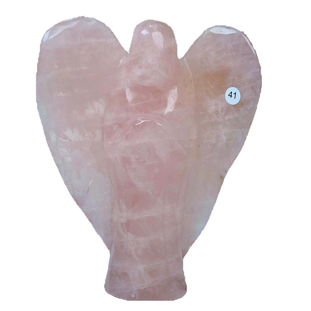 Crystal Angel Statue Hand Carved Rose Quartz Angel Model Healing Quartz Home Decor