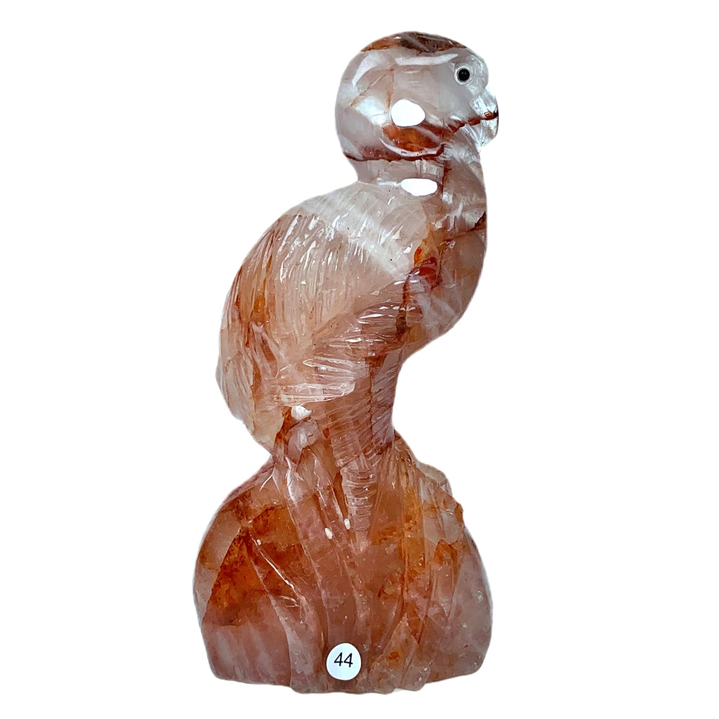 Fire Quartz Flamingo Bird Gemstone Healing Crystal Animal Figurine Reiki Carved Stones Room Decoration