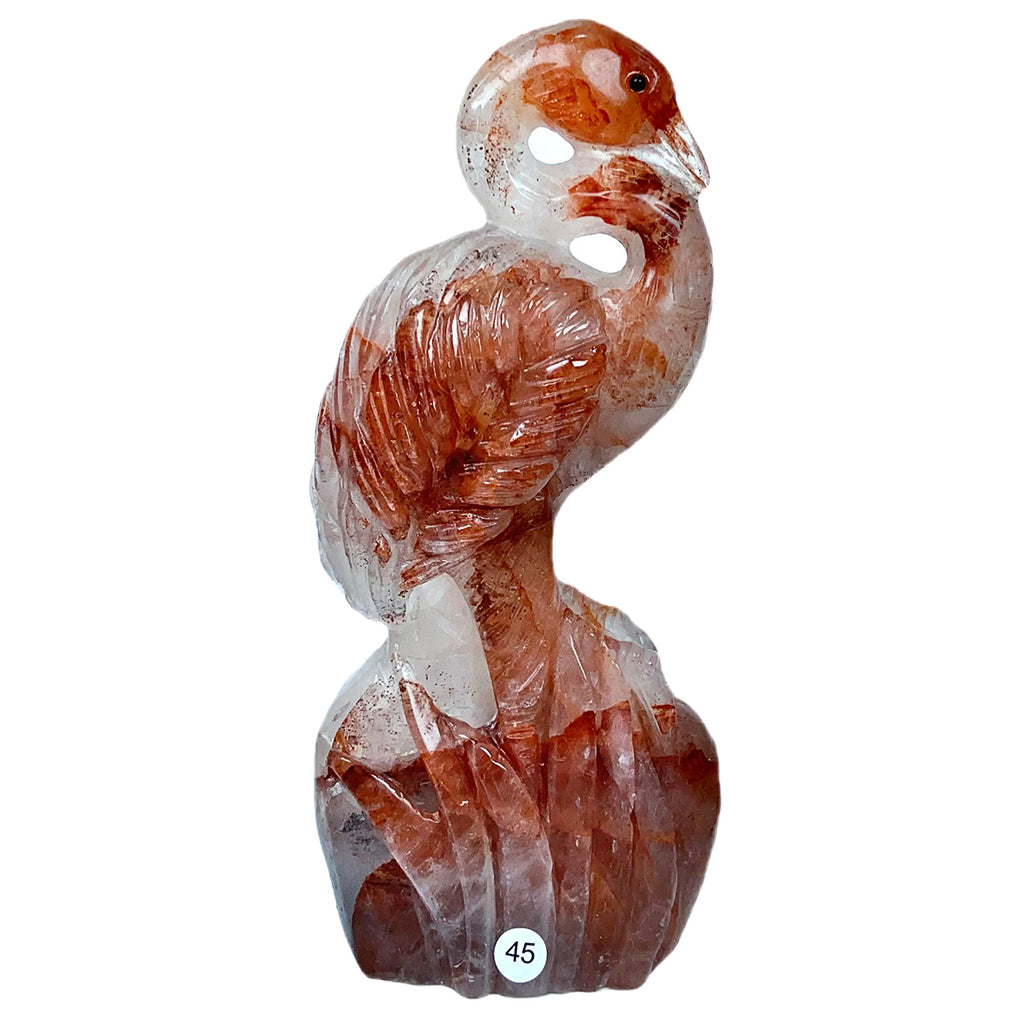 Fire Quartz Flamingo Bird Gemstone Healing Crystal Animal Figurine Reiki Carved Stones Room Decoration