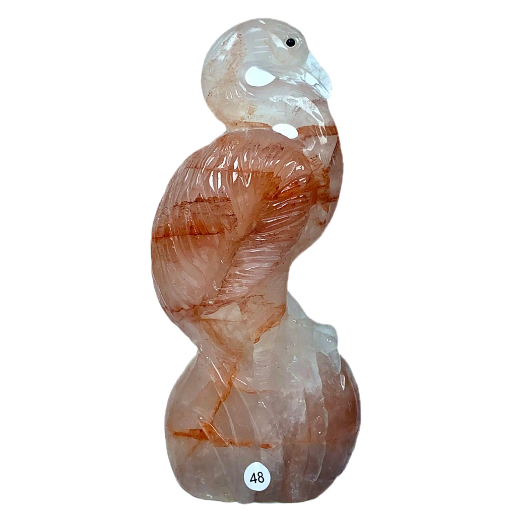 Fire Quartz Flamingo Bird Gemstone Healing Crystal Animal Figurine Reiki Carved Stones Room Decoration