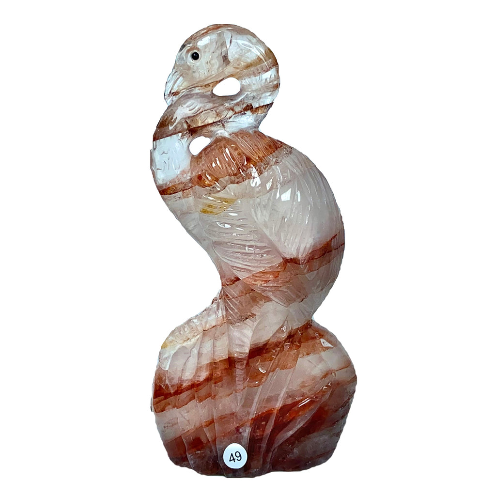 Fire Quartz Flamingo Bird Gemstone Healing Crystal Animal Figurine Reiki Carved Stones Room Decoration