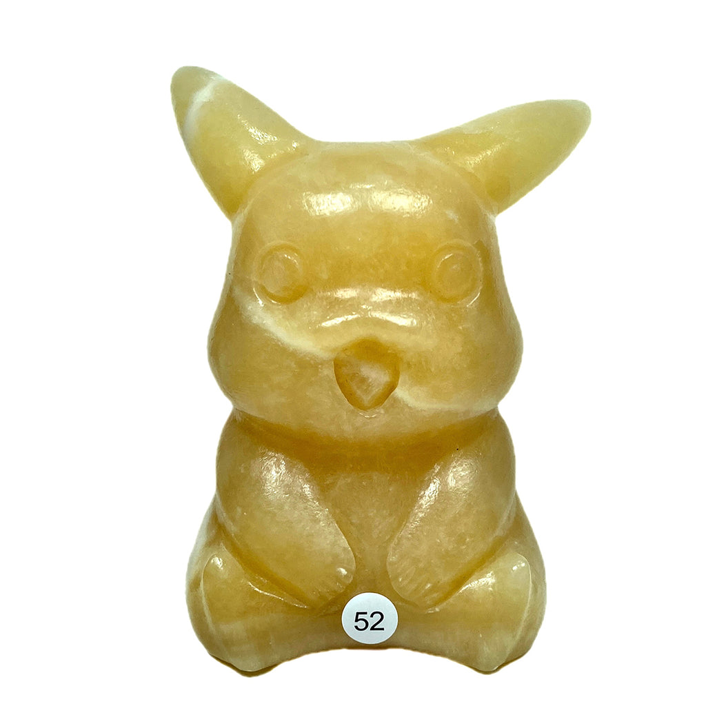 Orange Calcite Carved Cartoon Character Statue Pikichu Fluorite Stitch Sculpture