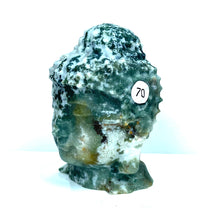 Load image into Gallery viewer, Moss Agate Buddha Head Crystal Healing Carving Figurine Polished Green Gemstones Sculpture Crafts Home Decor