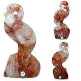 Fire Quartz Flamingo Bird Gemstone Healing Crystal Animal Figurine Reiki Carved Stones Room Decoration