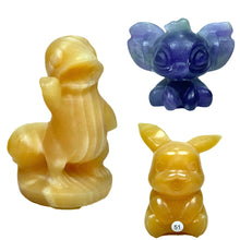 Load image into Gallery viewer, Orange Calcite Carved Cartoon Character Statue Pikichu Fluorite Stitch Sculpture