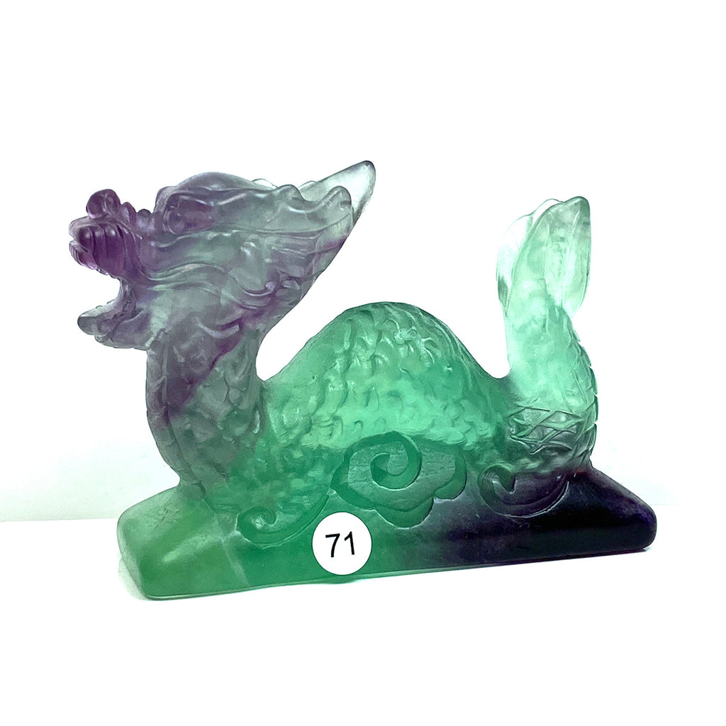 Fluorite Dragon Crystal Animal Carving Clear Quartz Crafts Healing Energy Stone Fashion Home Decoration