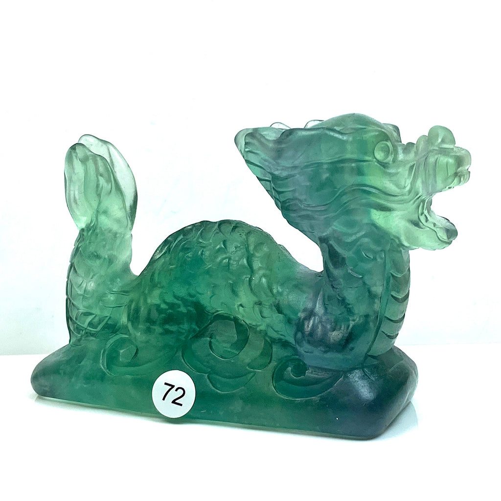 Fluorite Dragon Crystal Animal Carving Clear Quartz Crafts Healing Energy Stone Fashion Home Decoration