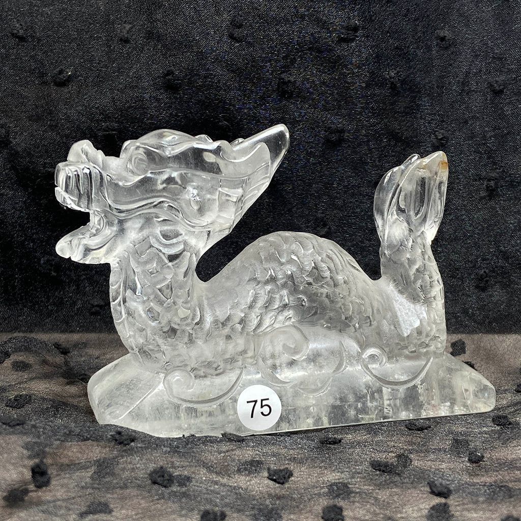 Fluorite Dragon Crystal Animal Carving Clear Quartz Crafts Healing Energy Stone Fashion Home Decoration