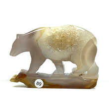 Load image into Gallery viewer, Druzy Agate Bear Wolf Statue Crystal Carved Healing Animal Figurine Reiki Gemstone Crafts Home Decoration