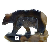 Load image into Gallery viewer, Druzy Agate Bear Wolf Statue Crystal Carved Healing Animal Figurine Reiki Gemstone Crafts Home Decoration