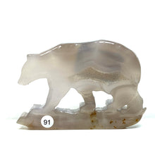 Load image into Gallery viewer, Druzy Agate Bear Wolf Statue Crystal Carved Healing Animal Figurine Reiki Gemstone Crafts Home Decoration