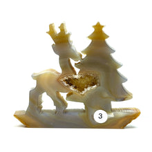 Load image into Gallery viewer, Druzy Agate Christmas Tree Deer Sculpture Hand Carved Crystal Healing Gemstone Home Decoration