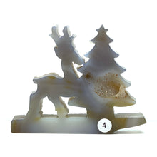 Load image into Gallery viewer, Druzy Agate Christmas Tree Deer Sculpture Hand Carved Crystal Healing Gemstone Home Decoration