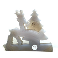 Load image into Gallery viewer, Druzy Agate Christmas Tree Deer Sculpture Hand Carved Crystal Healing Gemstone Home Decoration