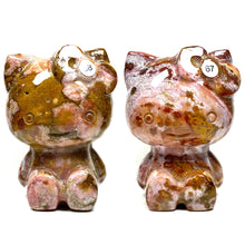 Load image into Gallery viewer, Cute Ocean Jasper Hello Kitty Crystal Carving Gemstone Sculpture Home Decoration