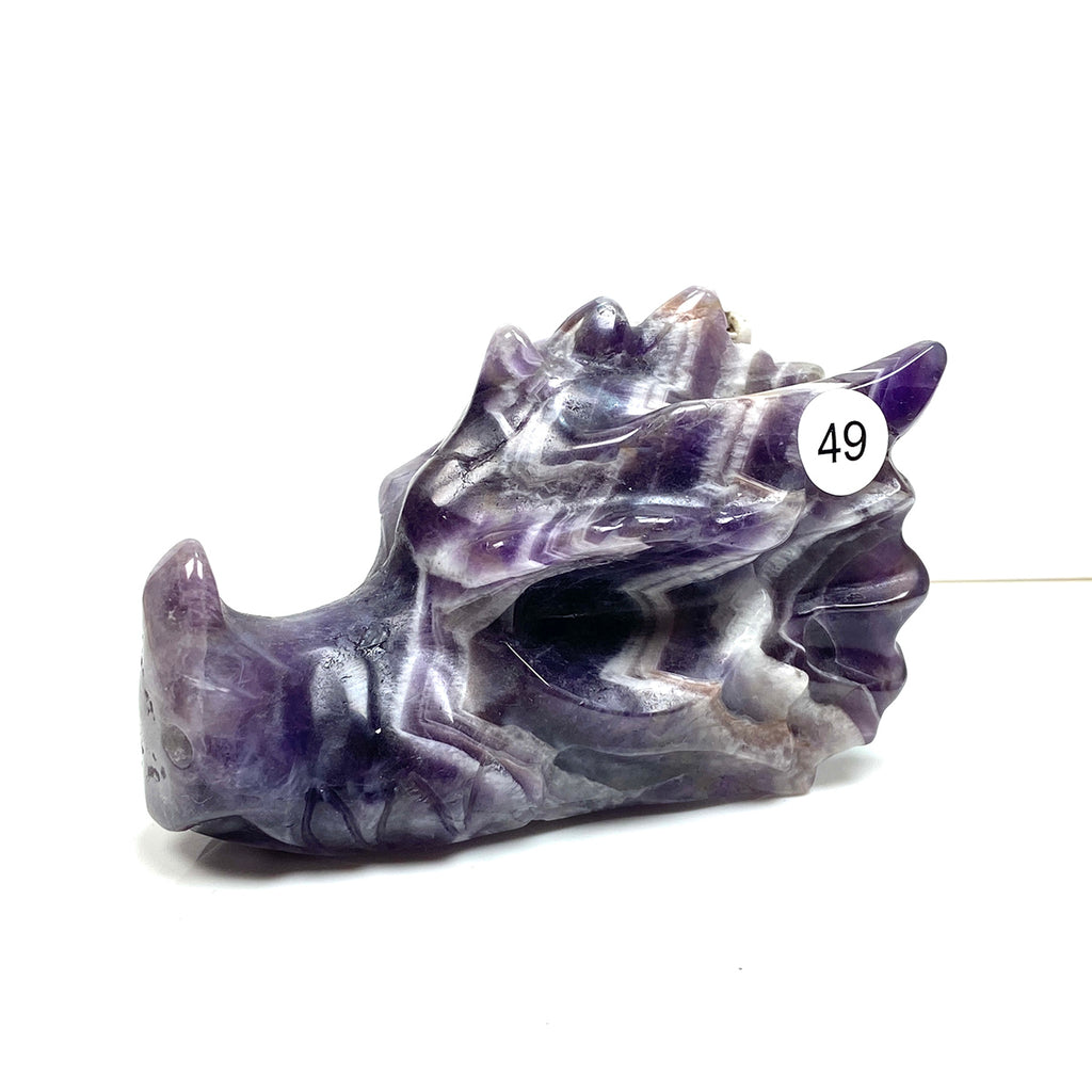 Dream Amethyst Dragon Head Skull Healing Polished Quartz Crystal Statue Home Room Decoration