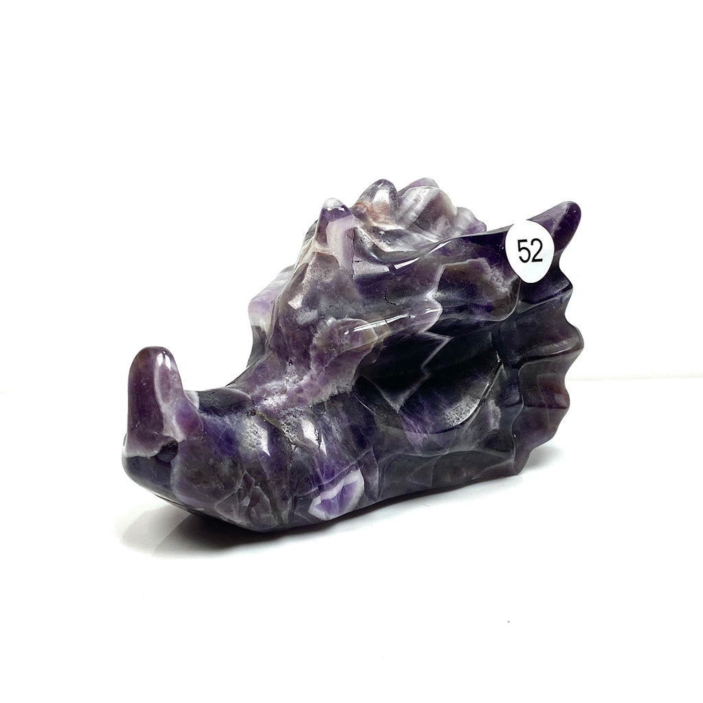 Dream Amethyst Dragon Head Skull Healing Polished Quartz Crystal Statue Home Room Decoration