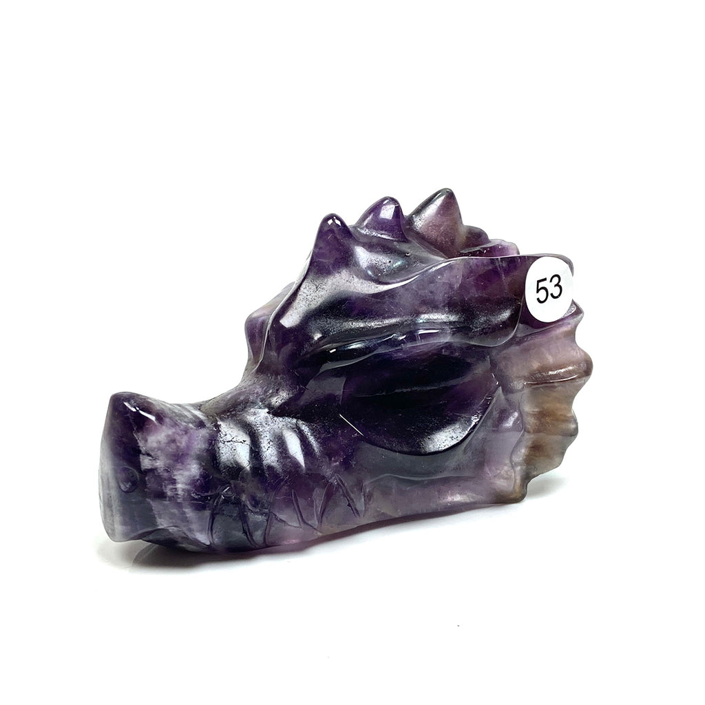 Dream Amethyst Dragon Head Skull Healing Polished Quartz Crystal Statue Home Room Decoration