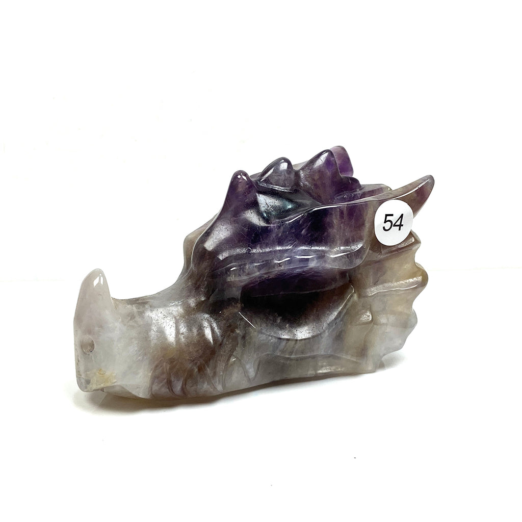 Dream Amethyst Dragon Head Skull Healing Polished Quartz Crystal Statue Home Room Decoration