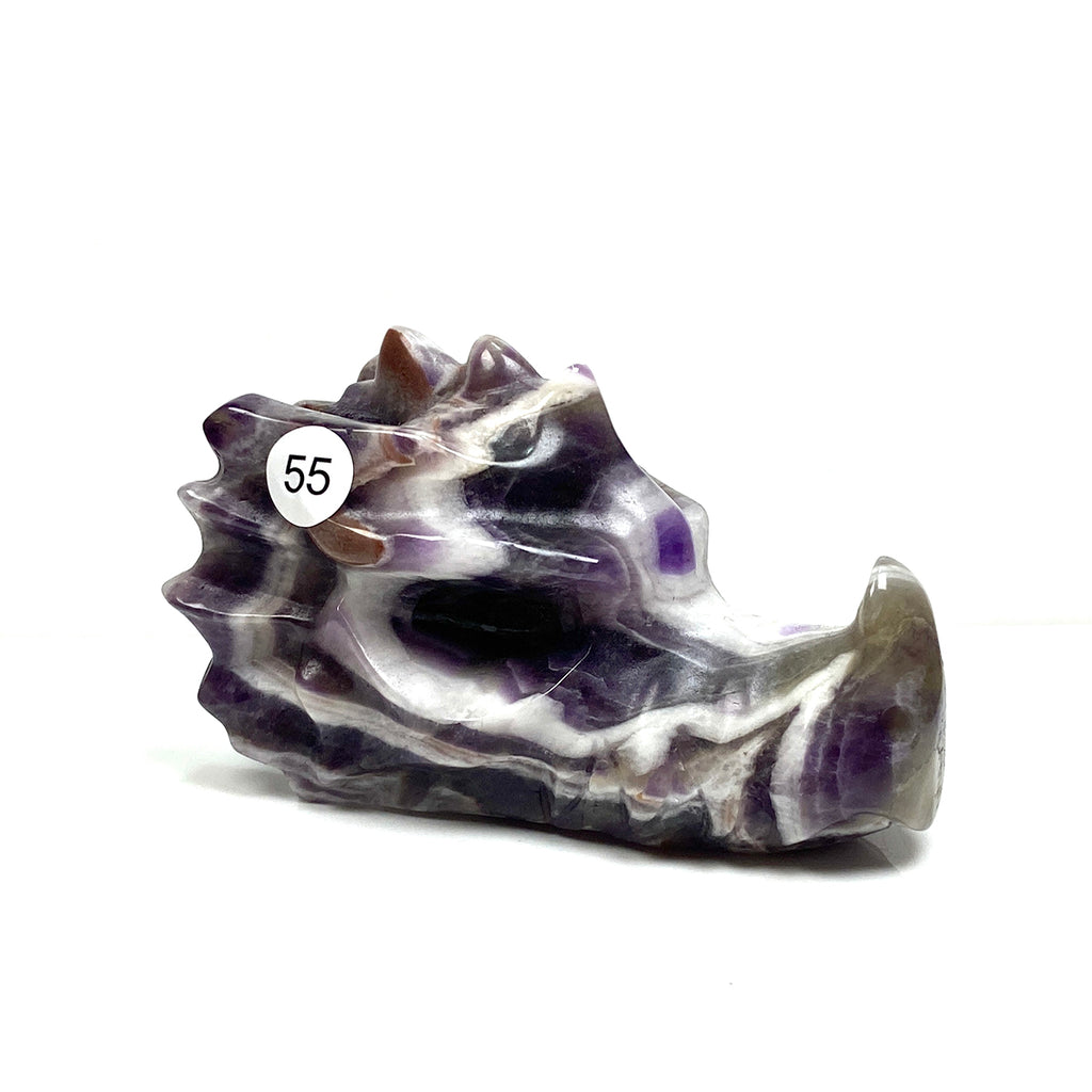 Dream Amethyst Dragon Head Skull Healing Polished Quartz Crystal Statue Home Room Decoration