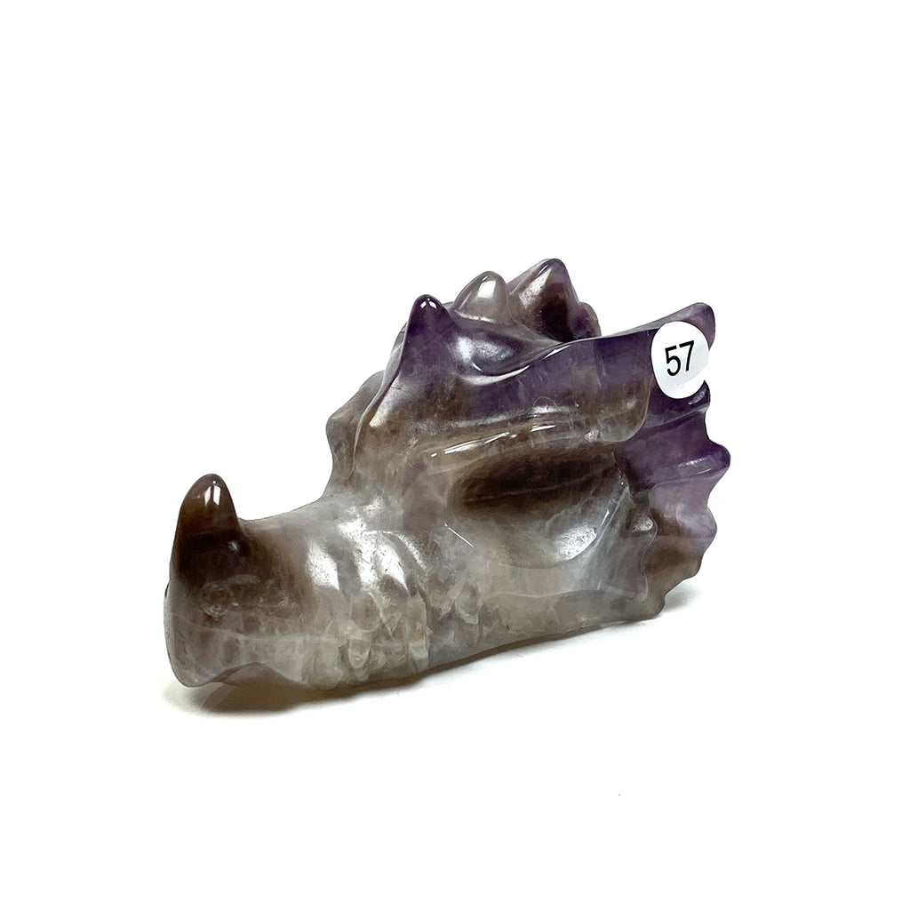 Dream Amethyst Dragon Head Skull Healing Polished Quartz Crystal Statue Home Room Decoration