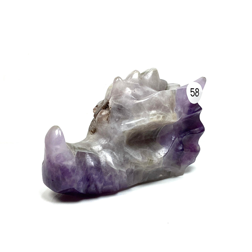 Dream Amethyst Dragon Head Skull Healing Polished Quartz Crystal Statue Home Room Decoration