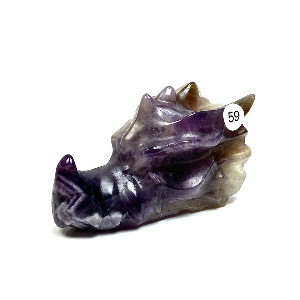 Dream Amethyst Dragon Head Skull Healing Polished Quartz Crystal Statue Home Room Decoration