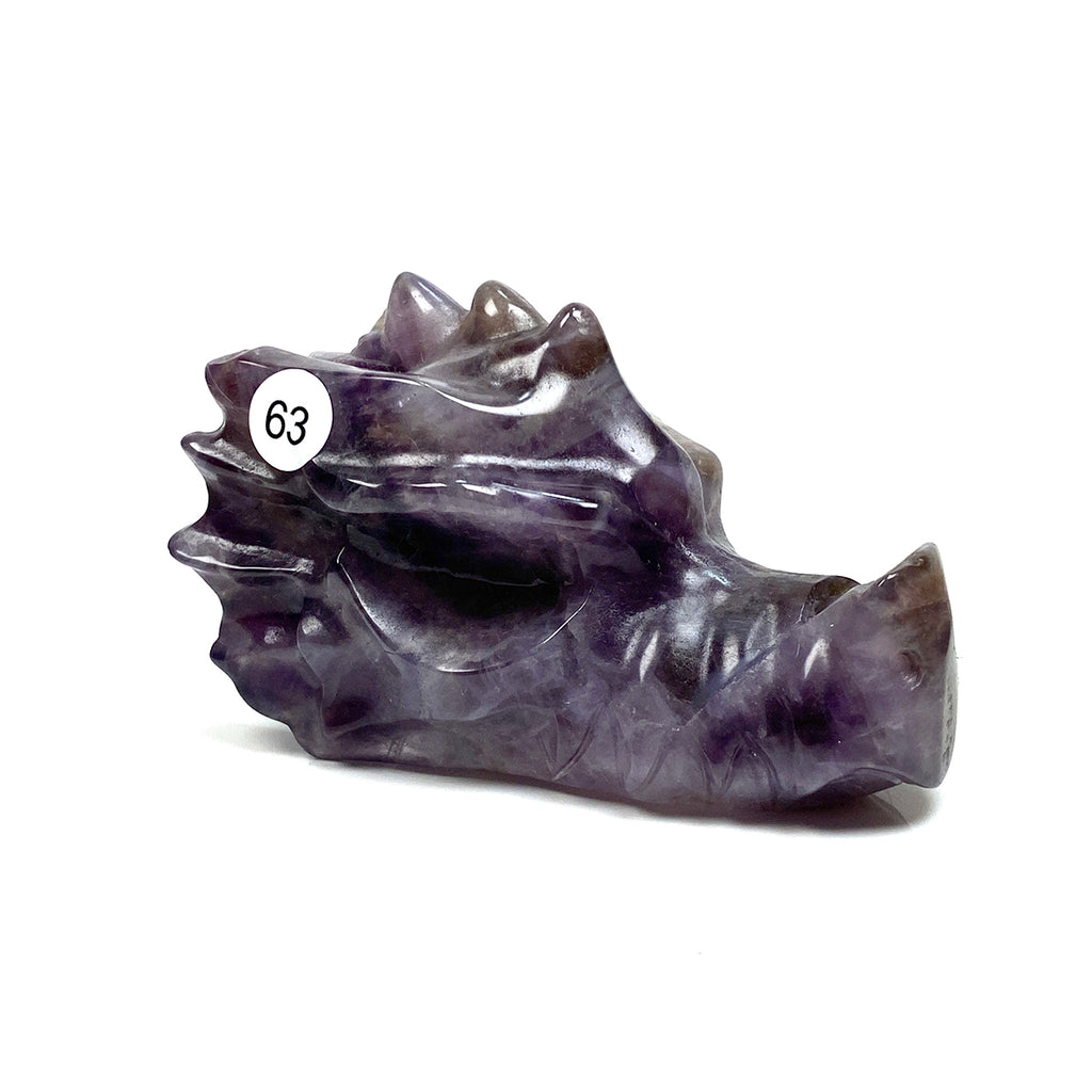 Dream Amethyst Dragon Head Skull Healing Polished Quartz Crystal Statue Home Room Decoration