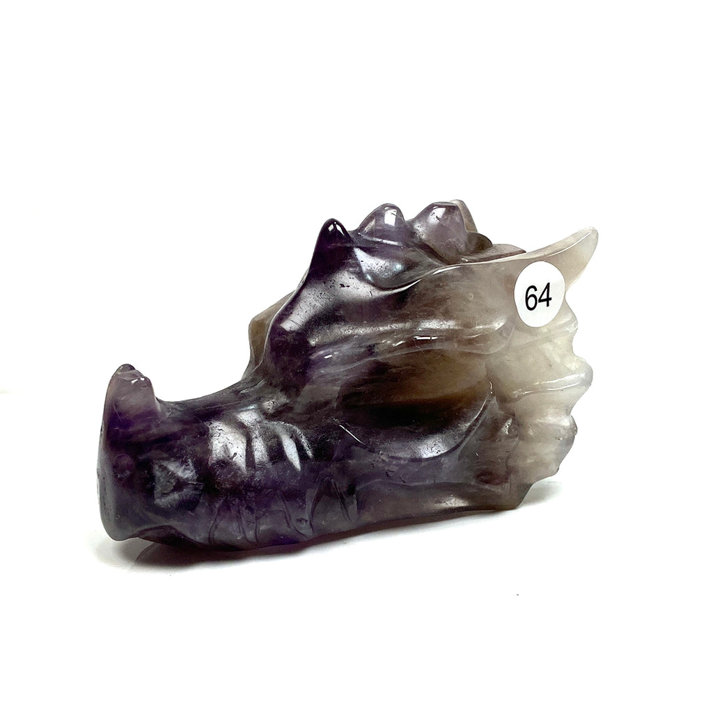 Dream Amethyst Dragon Head Skull Healing Polished Quartz Crystal Statue Home Room Decoration