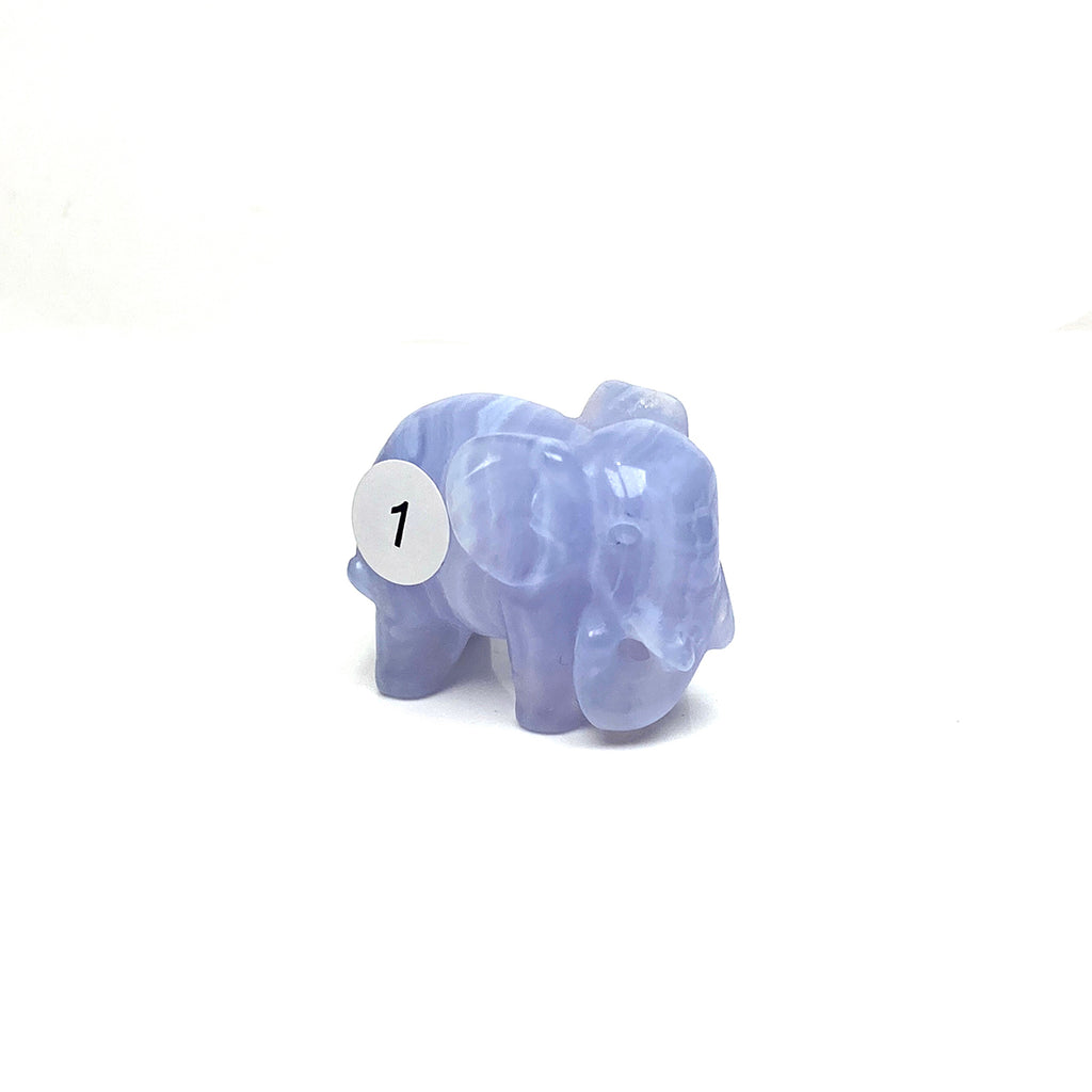 Hand Carved Blue Lace Agate Elephant Figurine crystal Animal Statue Craft Chakra Meditation Home Decor