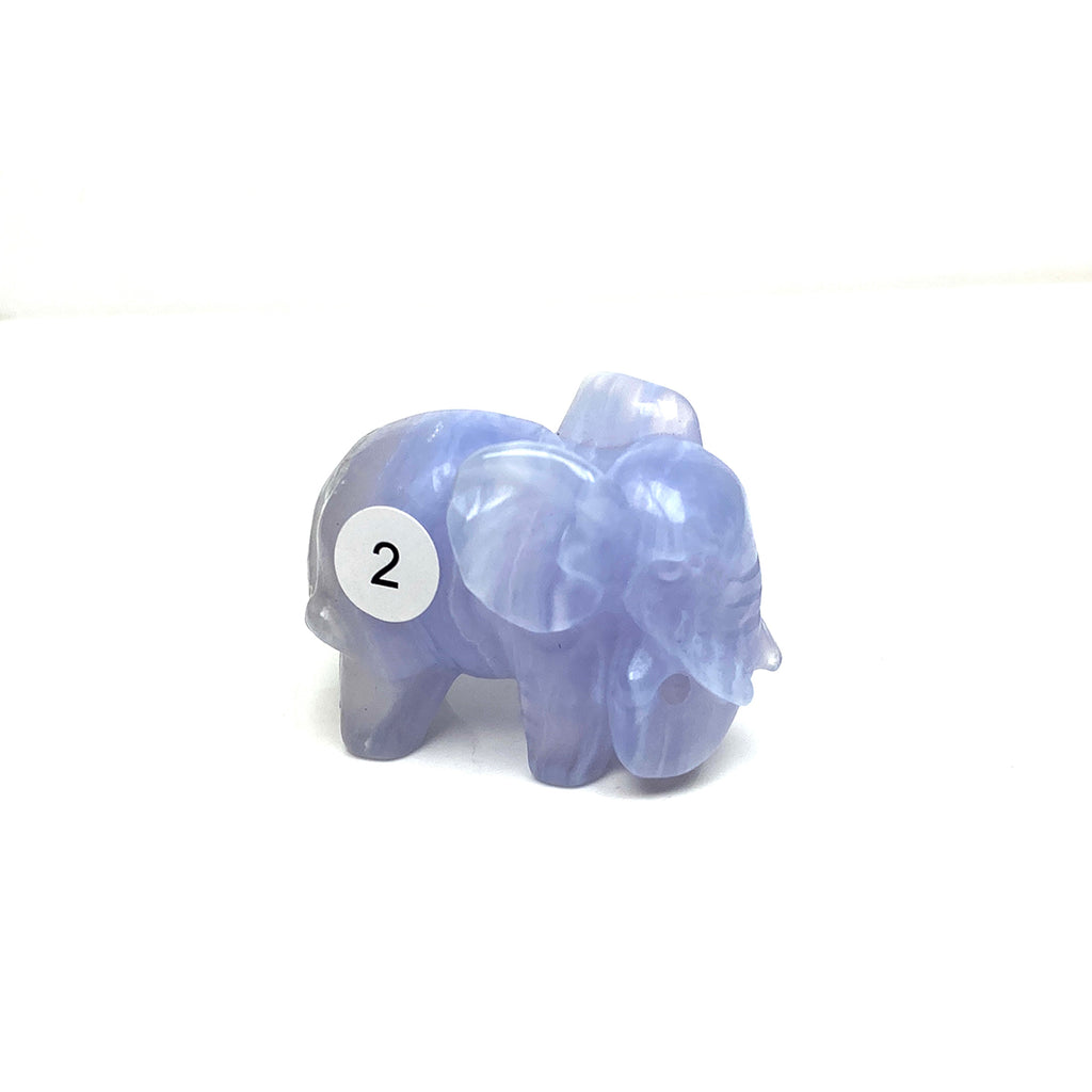 Hand Carved Blue Lace Agate Elephant Figurine crystal Animal Statue Craft Chakra Meditation Home Decor