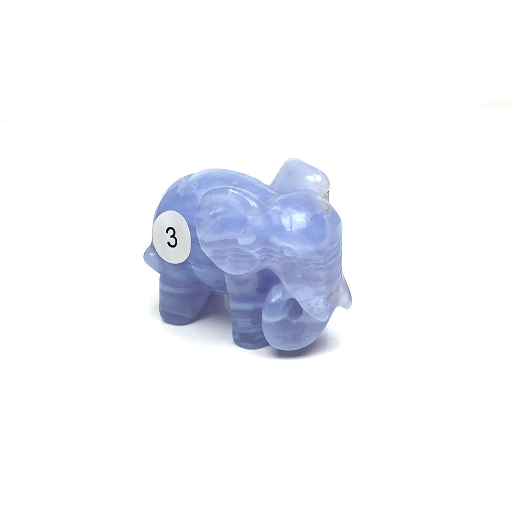 Hand Carved Blue Lace Agate Elephant Figurine crystal Animal Statue Craft Chakra Meditation Home Decor