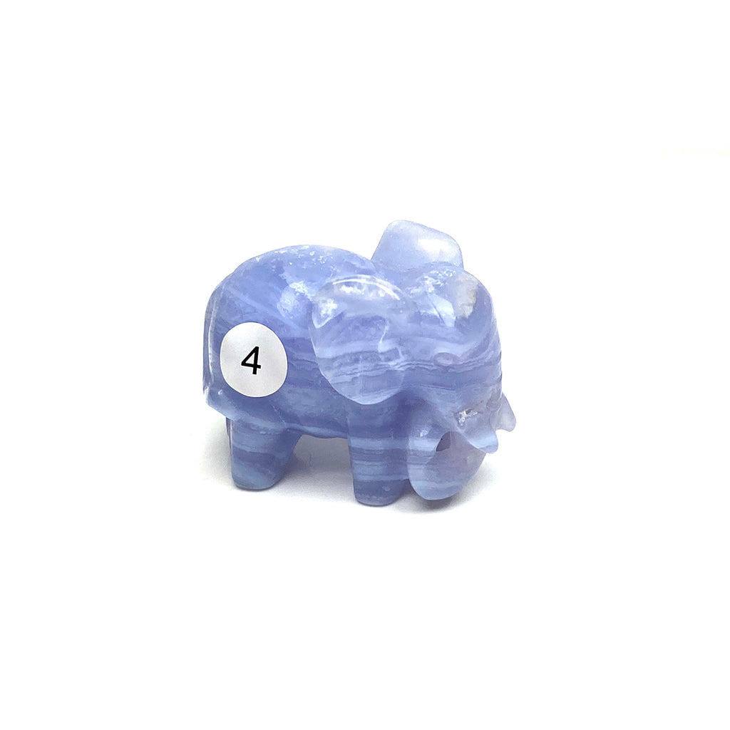 Hand Carved Blue Lace Agate Elephant Figurine crystal Animal Statue Craft Chakra Meditation Home Decor