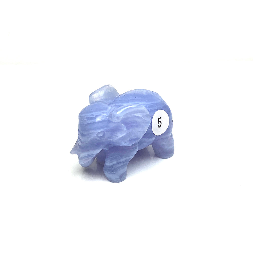 Hand Carved Blue Lace Agate Elephant Figurine crystal Animal Statue Craft Chakra Meditation Home Decor