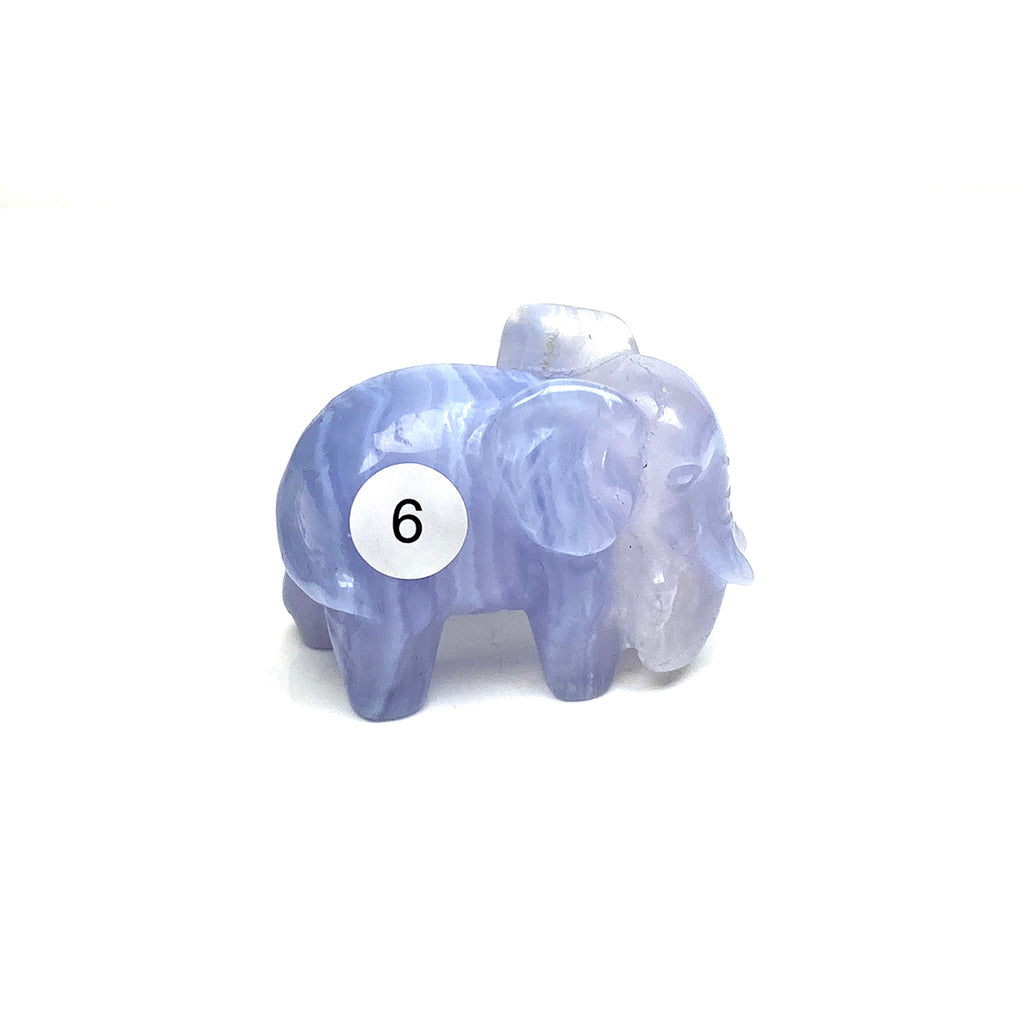 Hand Carved Blue Lace Agate Elephant Figurine crystal Animal Statue Craft Chakra Meditation Home Decor